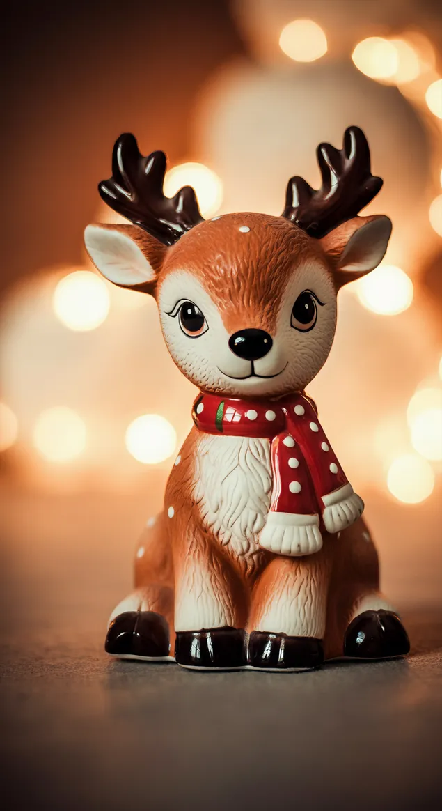 slatki mali irvasi s bozicnim svjetlima u pozadini preuzmi