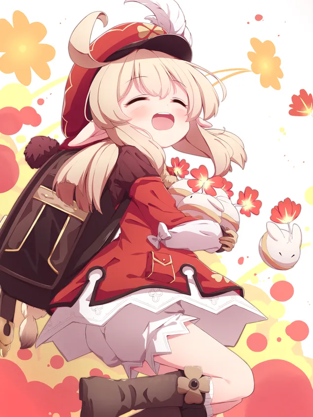 Páipéar balla Cailín scoile beag gleoite Klee | Tionchar Genshin4K