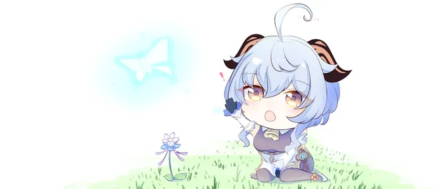 Цуте мини Ганиу | Генсхин Импацт 6K позадина