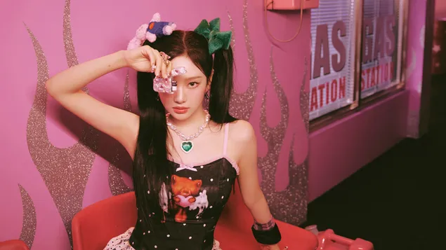 Søt 'Ningning' fra Aespa i Hot Mess MV Shoot 4K bakgrunn