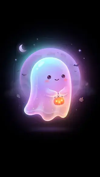 roztomily pastelovy kawaii halloweensky duch