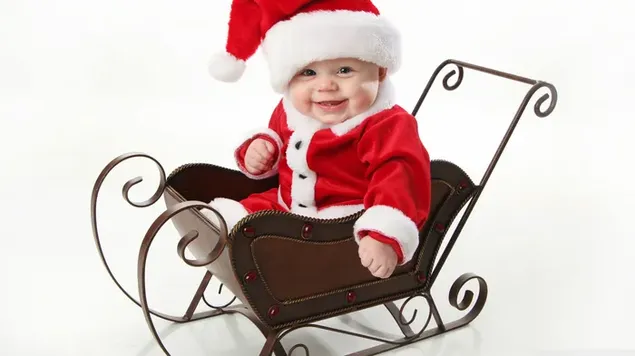 Süßes Weihnachtsmann-Baby 2K Hintergrundbild