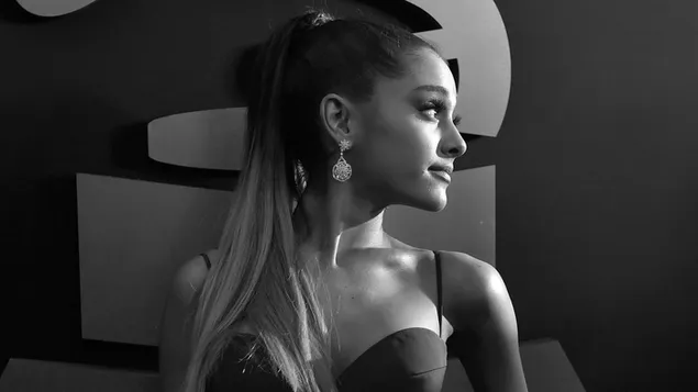 Süße Sängerin 'Ariana Grande' | Einfarbig BG 4K Hintergrundbild