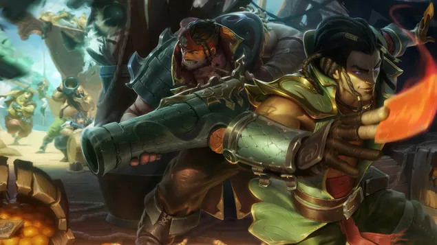 Handtas 'Twisted Fate' Vs. Cutthroat 'Gangplank'- League of Legends (LOL) 4K achtergrond