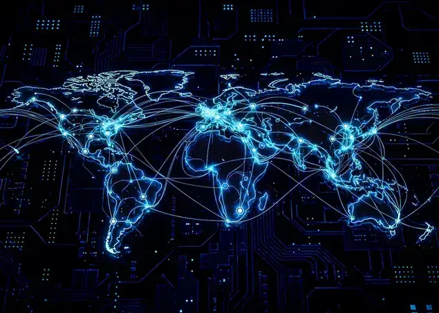 pozadi mapy kybernetickeho sveta s propojenymi datovymi uzly a globalni siti stáhnout