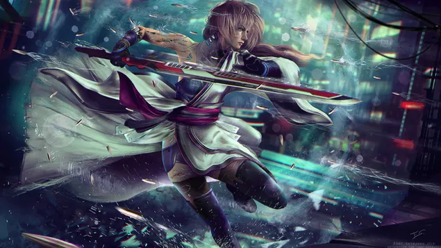 Cyberpunk 2077 i Final Fantasy XIII Crossover HD fons de pantalla