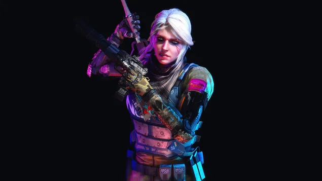 Видео игра „Cyberpunk 2077“ (Цири од „The Witcher 3“) 4K тапет