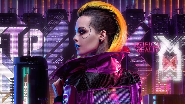 Video Game 'Cyberpunk 2077' (Gadis Cosplay Cyborg) unduhan