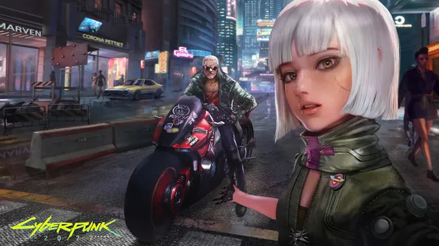 Video igra 'Cyberpunk 2077' (Fantazijska umetnost Cyborg Girl) 4K ozadje