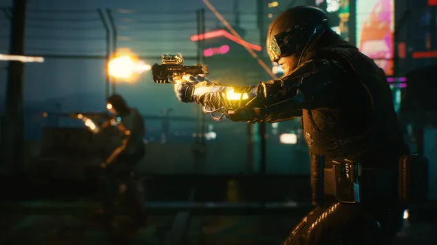 Videogame 'Cyberpunk 2077' (Polícia Ciborgue) 4K papel de parede