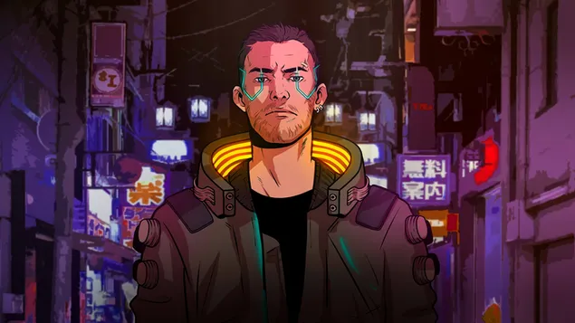 Trò chơi điện tử 'Cyberpunk 2077' (Nghệ thuật anime Cyborg V) tải xuống