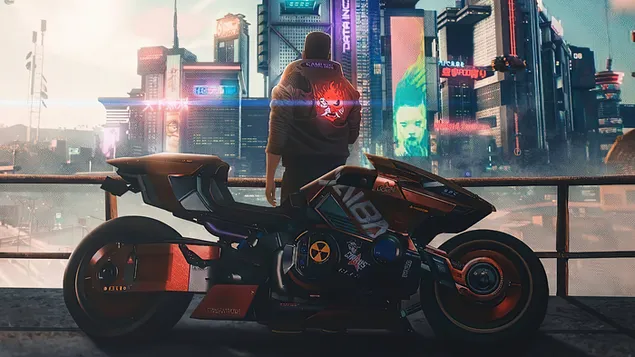 'Cyberpunk 2077' Video Game (Cyborg V with 'Yaiba Kusanagi' Bike)