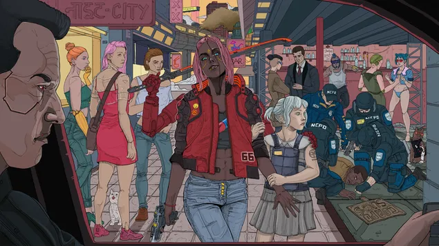 Páipéar balla Cluiche Físeáin 'Cyberpunk 2077' (Cyborg Deadly)4K