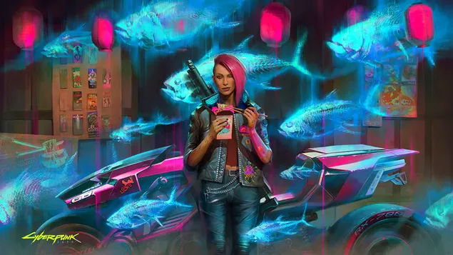Videospiel „Cyberpunk 2077“ (weibliche Cyborg V) herunterladen