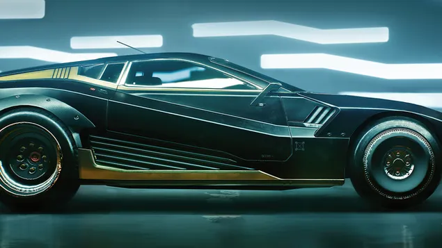 “赛博朋克 2077”电子游戏（黑色跑车） 4K 壁纸