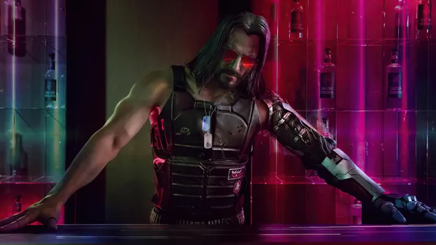 Páipéar balla Cluiche Físeáin 'Cyberpunk 2077' (Cosplay 'Johnny Silverhand')4K