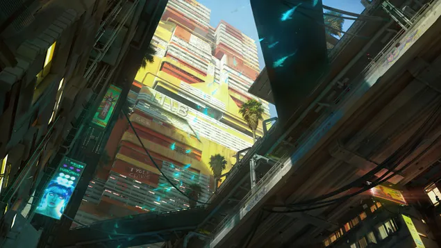 Video Game 'Cyberpunk 2077' (Bangunan Kota Malam) unduhan