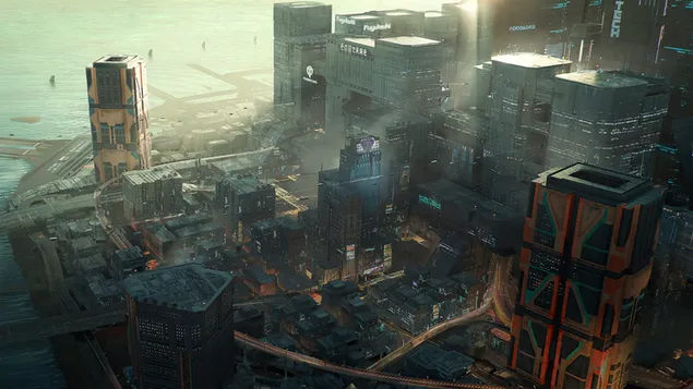 Video Game 'Cyberpunk 2077' [Seni Konsep Kota Malam] unduhan