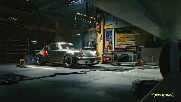 Videospiel „Cyberpunk 2077“ (Porsche-Sportwagen) 4K Hintergrundbild
