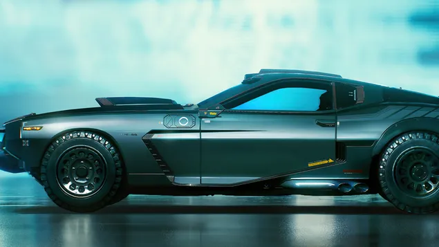 „Cyberpunk 2077“-Videospiel (schlank gestalteter Sportwagen) 4K Hintergrundbild