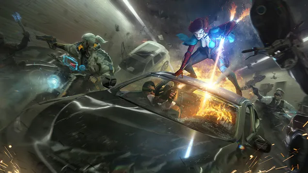 「サイバーパンク 2077」ビデオ ゲーム (「ウィッチャー 3」のゲラルトとトリス) 4K 壁紙