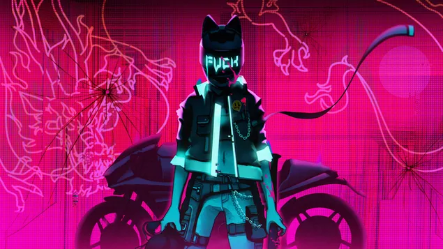 'Cyberpunk 2077' Videospiel (Motorradmädchen) herunterladen