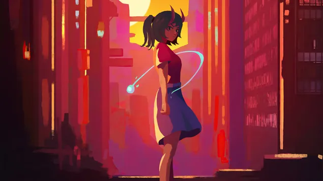 Cyberpunk : สาวคนเดียว 4K วอลเปเปอร์