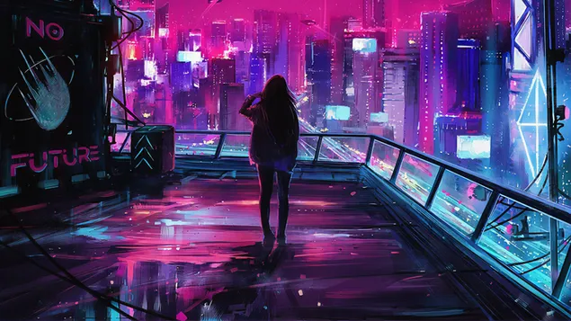 Cyberpunk City Sci-fi 4K wallpaper