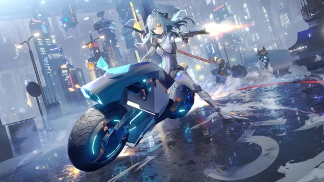 サイバーパンク少女のアクションシーン ダウンロード