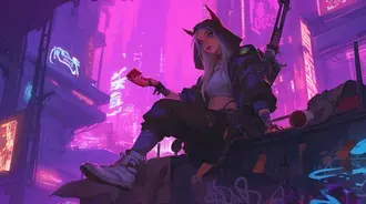 kiberpank-devushka - neon city chaos skachat'