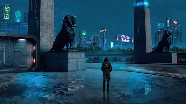 Ταπετσαρία Cyberpunk σύγχρονη Αίγυπτος 4K