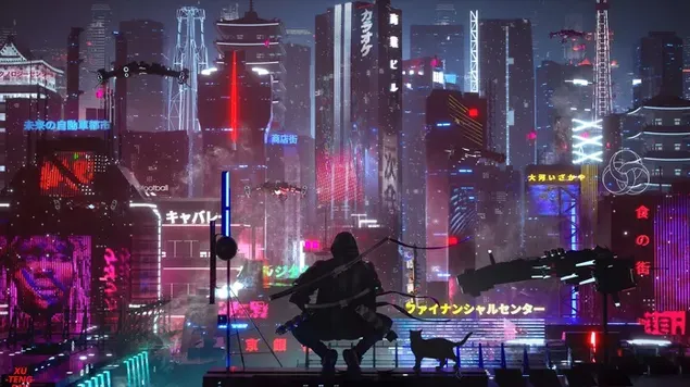 Hình nền Ninja Cyberpunk 4K