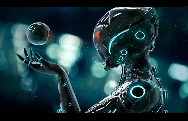 Cyberpunk robot HD tapet