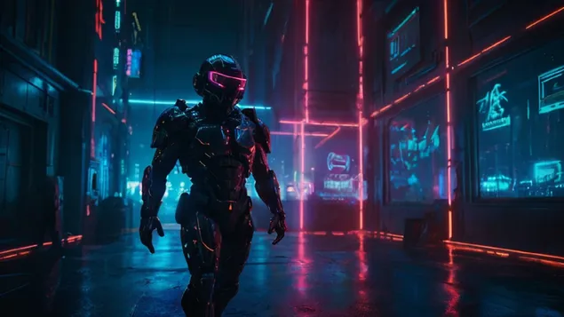 Шпалери Кіборг-коп у кіберпанку HD