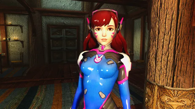 D. Va Crossover į Skyrim 4K ekrano užsklanda