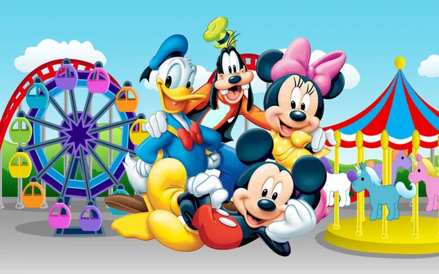 Daisy duck goofy mickey en minnie mouse in luna park download