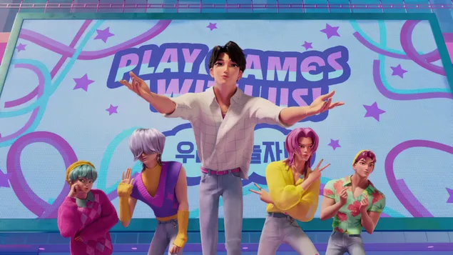 Plesno izvođenje 'Saja Boys' Svi članovi | K-Pop Lovci na demone (Film) 4K pozadina