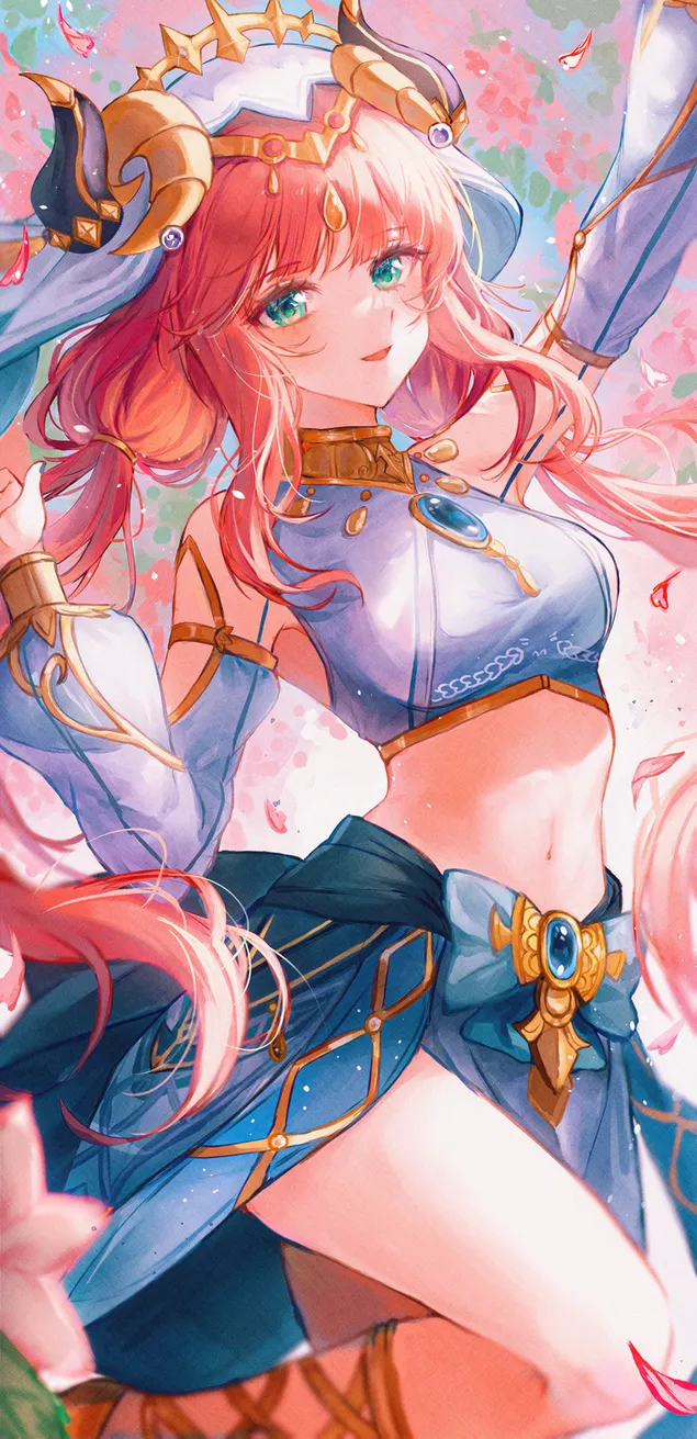 댄서 Nilou 긴 빨간 머리 & 예쁜 녹색 눈 | 간신 임팩트 2K 배경화면