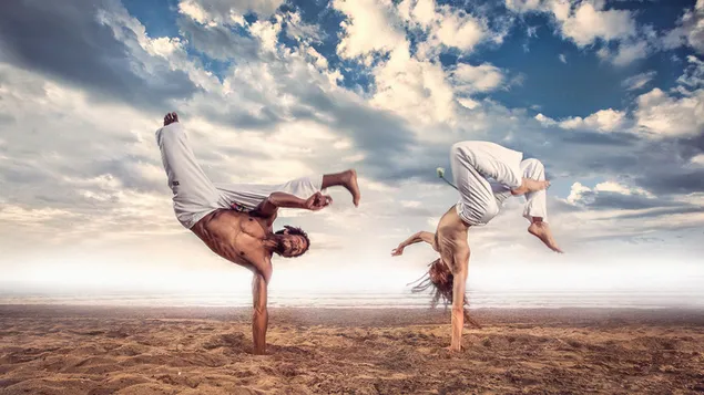 Các vũ công nhảy capoeira với các điệu nhảy kết hợp võ thuật, thể thao và âm nhạc tải xuống