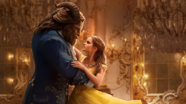 Dancing beauty and the beast 4K wallpaper