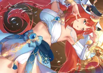 Pelo rojo estrella del baile Nilou | Impacto Ganshin 4K fondo de pantalla