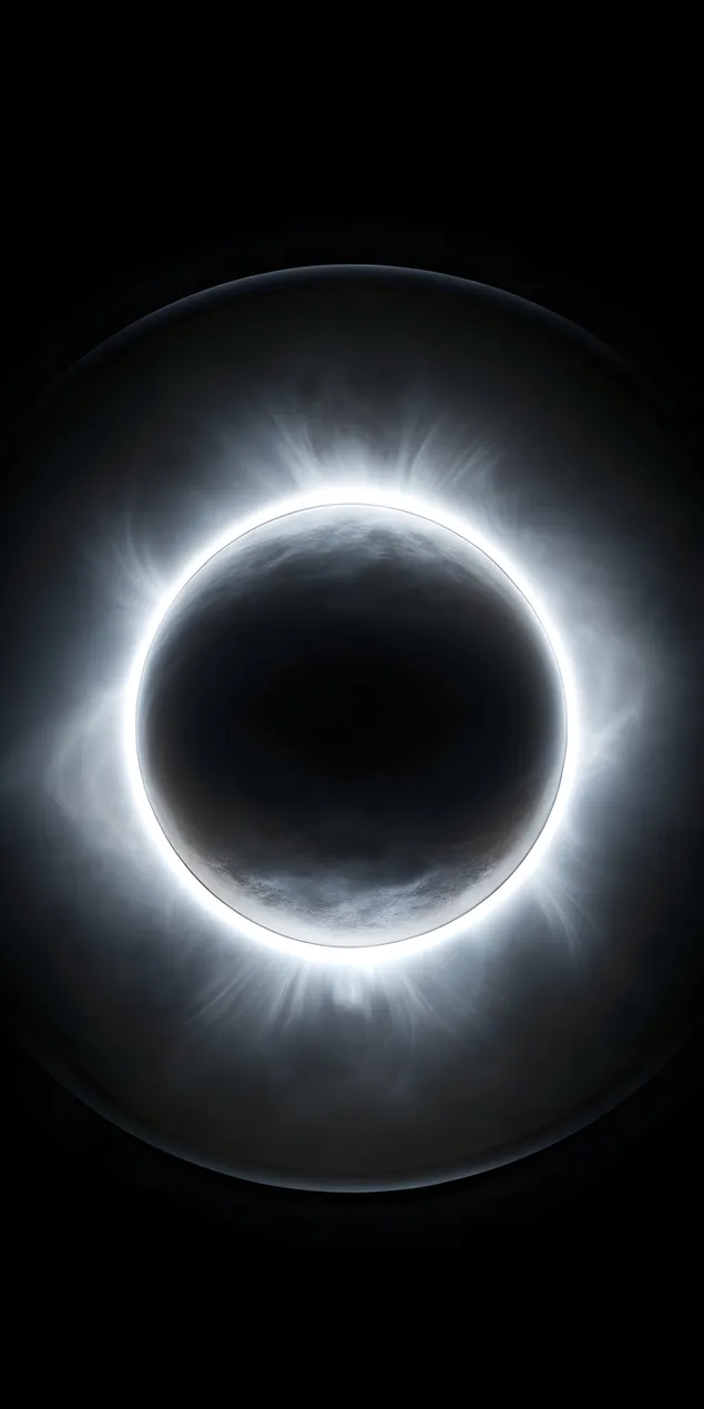 Tapeta Tmavé abstraktní černé pozadí se zářícím bílým kruhem 2K