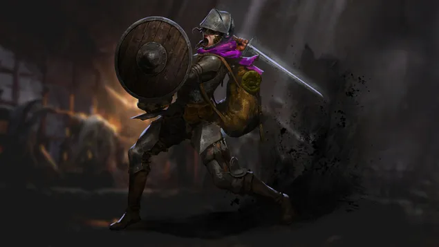 Темна и потемна игра Борец женски 8K тапет