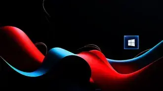Tapeta Tmavě modrá červená Windows 11 abstraktní pozadí 4K