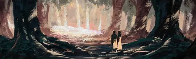 Mørk skog inne 2K bakgrunn