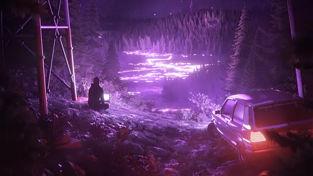 Neon gelap | Sendirian di tempat sepi dengan mobilku 4K wallpaper