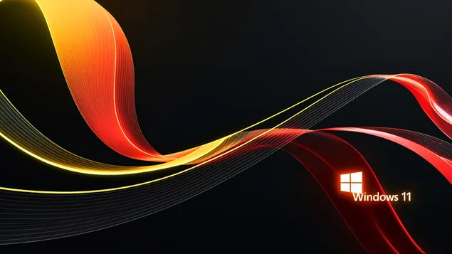 ダークレッドゴールド Windows 11 アブストラクトフロー 4K 壁紙