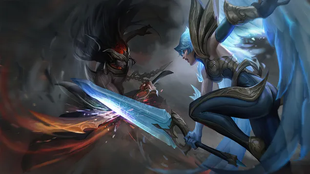 Dawnbringer 'Riven' Vs. Nightbringer 'Yasuo' - League of Legends (LOL) 4K тапет