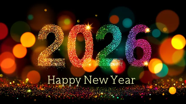 שנה טובה 2026 מסנוורת עם נצנצים ובוקה מרקמים 2K טפט