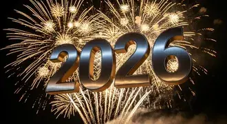 oslepitel'nyy zolotoy feyerverk zazhigaetsya na fone elegantnykh tsifr 2026 goda, kinematografichnykh i roskoshnykh skachat'